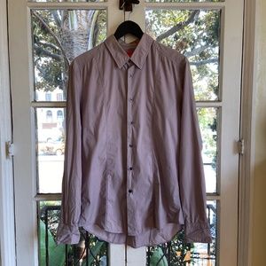 Men's Hugo Boss Orange Pinstripe Button Down